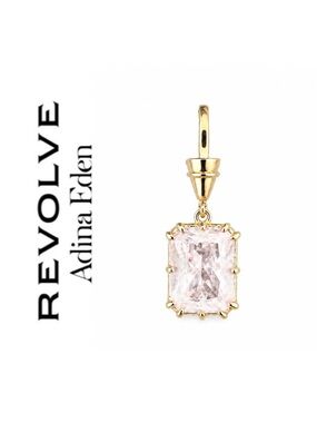 Revolve x Adina Eden Pink Prong-Set Faceted Rectangular Emerald-Cut CZ Charm
